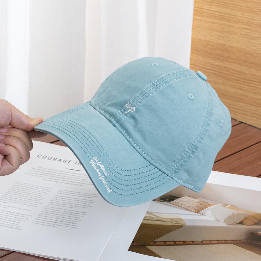 Casquette de baseball déchirée à broderie de petites lettres simple pour femmes, nouvelle, lavée, visière incurvée, protection du visage, petite casquette