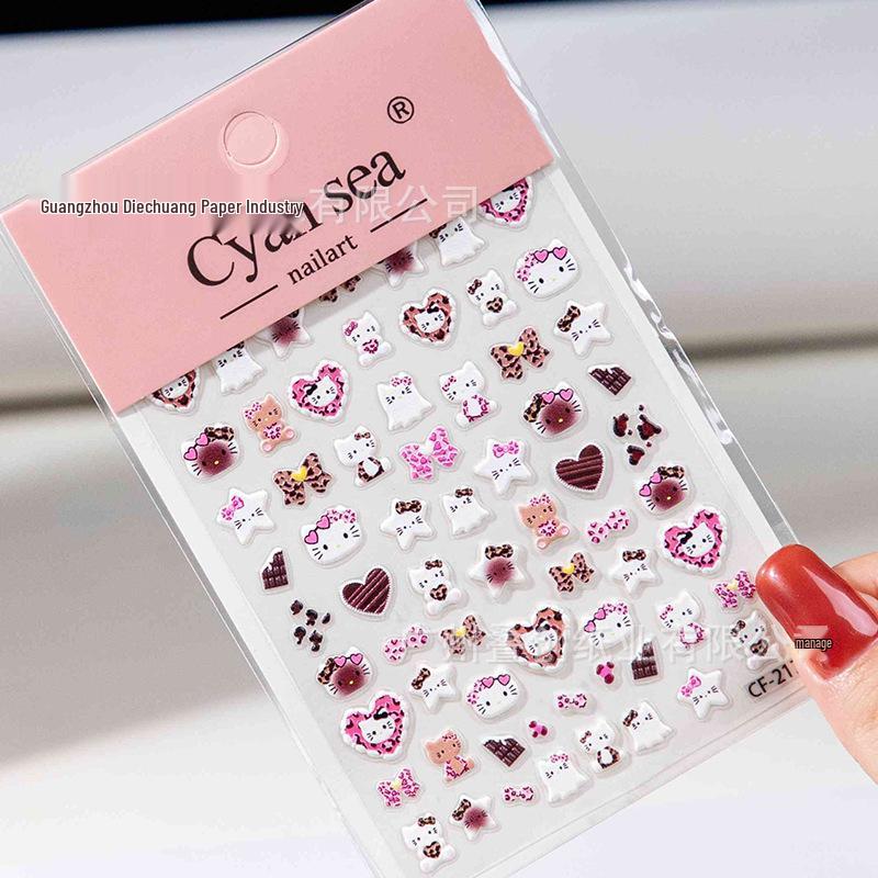 Cyansea Bestseller: 6D Embossed Cute Cat Headgear Nail Art Stickers