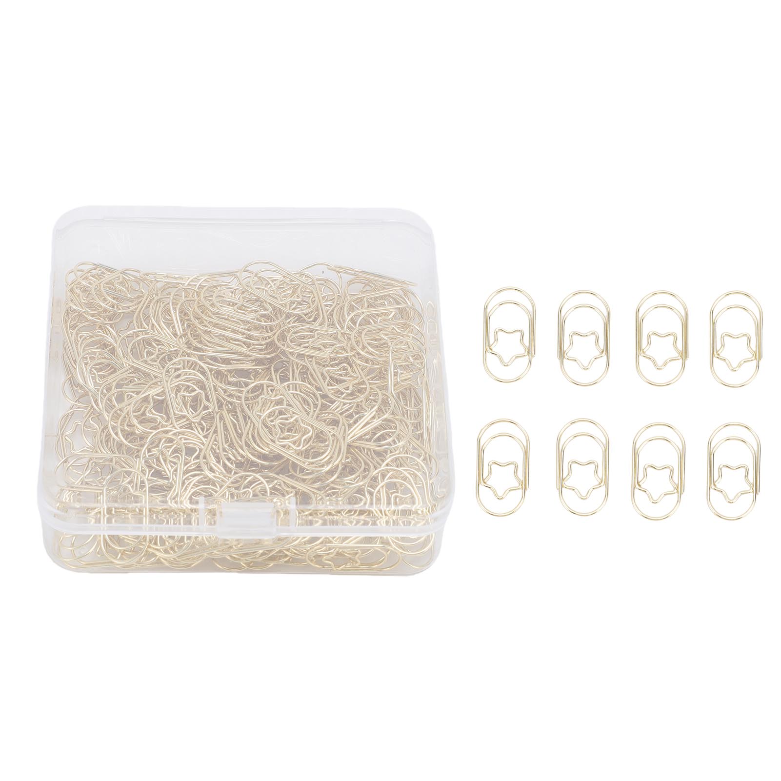 

200 Pcs Star Shaped Paper Clips Gold Cute Fun Decorative Metal Bookmark Planner Clips with Transparent Box