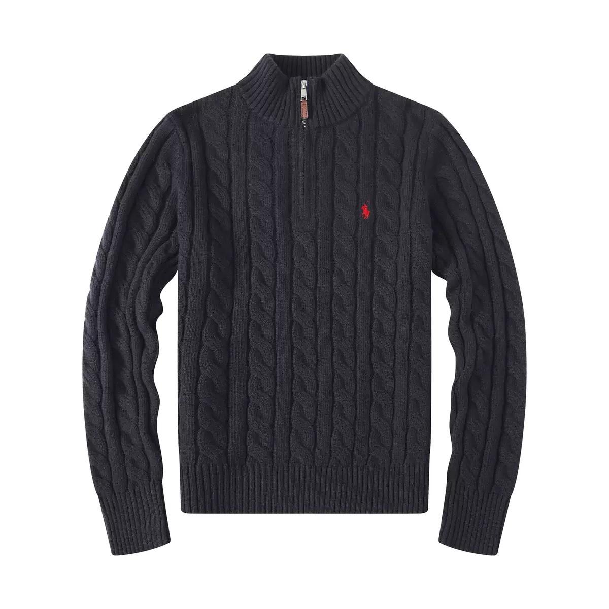 

VibeStreet Zipper Knitted Sweater for Couples Women s Embroidered Sweater Men s Cabled Neck Design Casual Fashion Urban Style XL