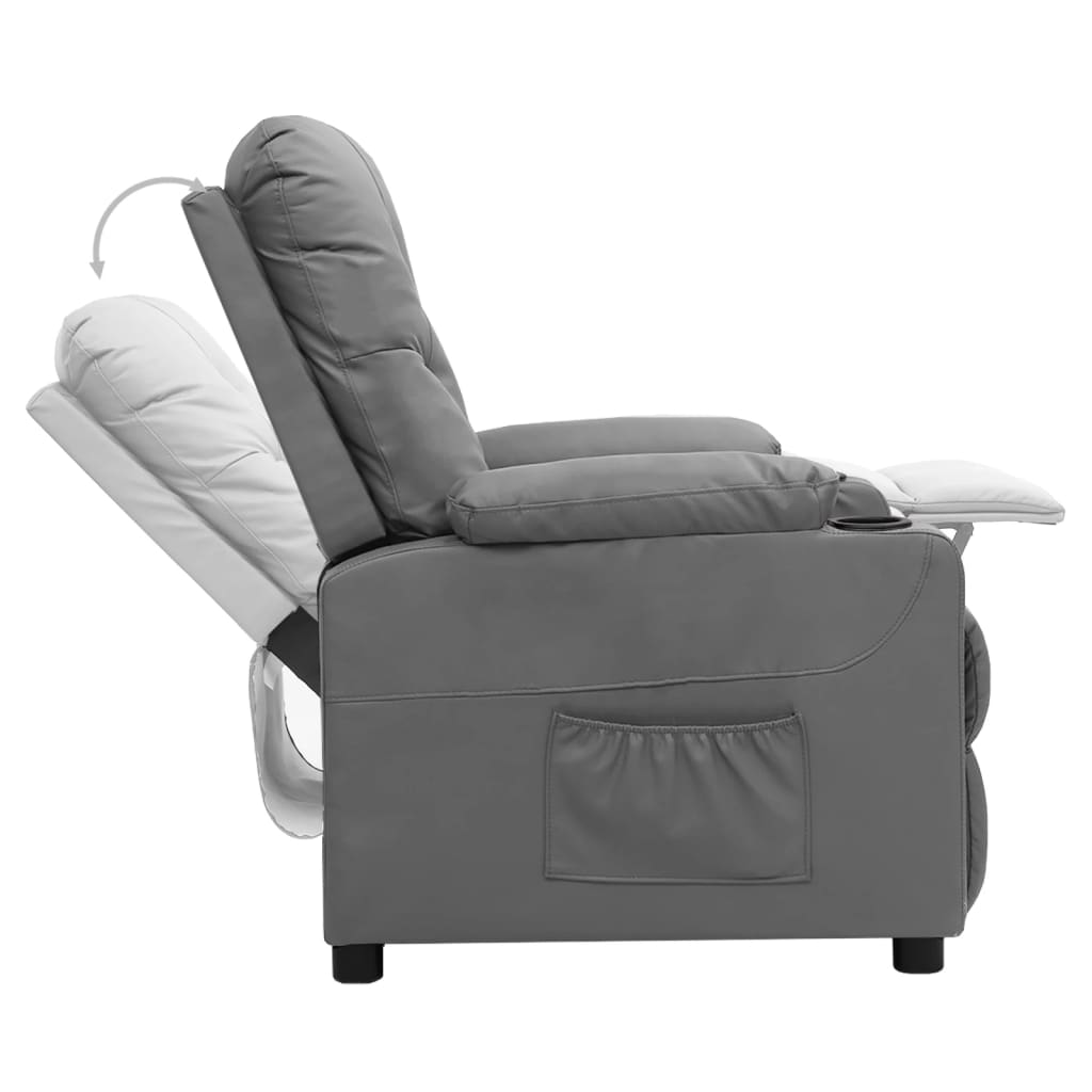 Recliner Chair Gray Faux Leather