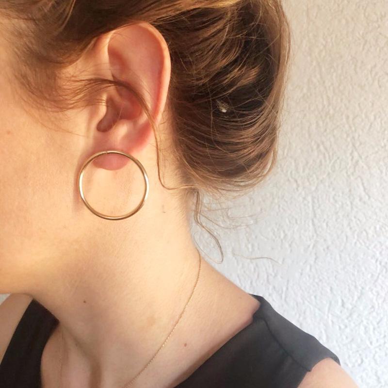 Korean Fashion  Big Round Circle Hoop Earrings for Women Geometric Ear Hoops Earing Brincos