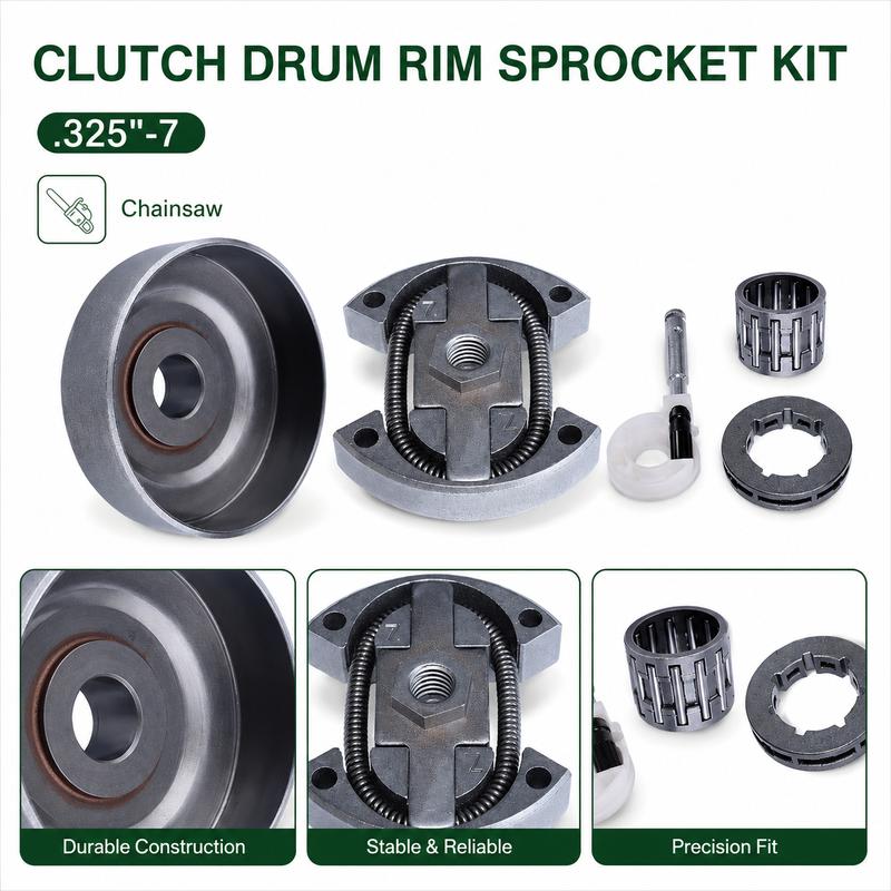 .325"-7 Clutch Drum Rim Sprocket Kit & Oil Pump Fits Husqvarna 50 51 55 Rancher 154 254 Chaaw Parts 501455403 503088702