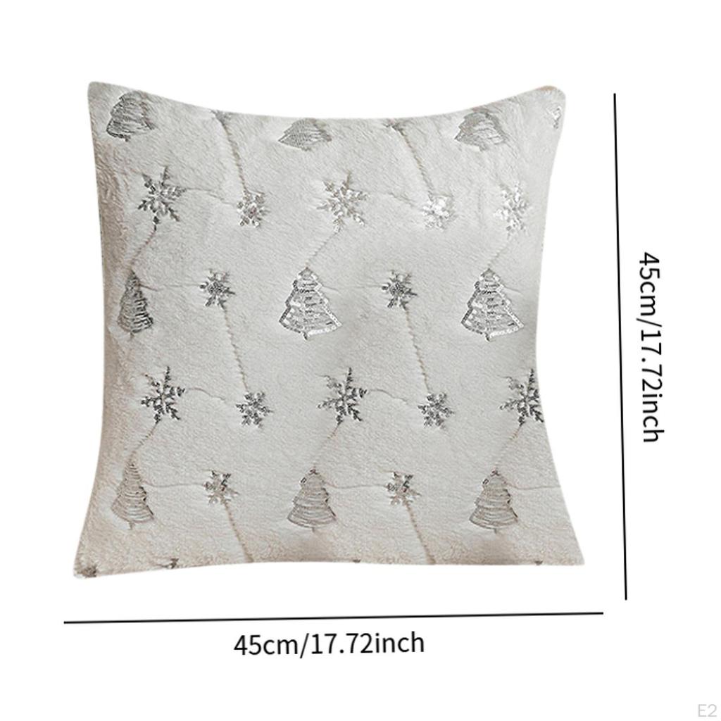Christmas Theme Plush Pillow Case 18x18 Inch Washable for Living Room Coffee Shop