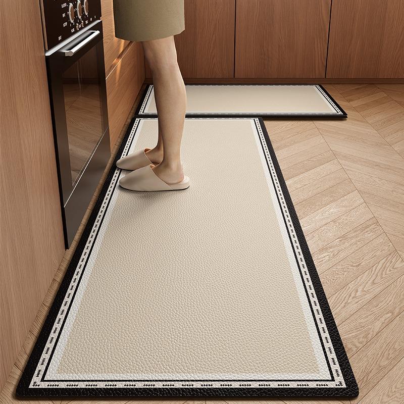 Kitchen Mat Waterproof Non-Slip Rugs Leather Carpet Anti-Fatigue Pvc Floor Mats Oil-Proof Easy To Clean Anti-Slip Area Long Rug