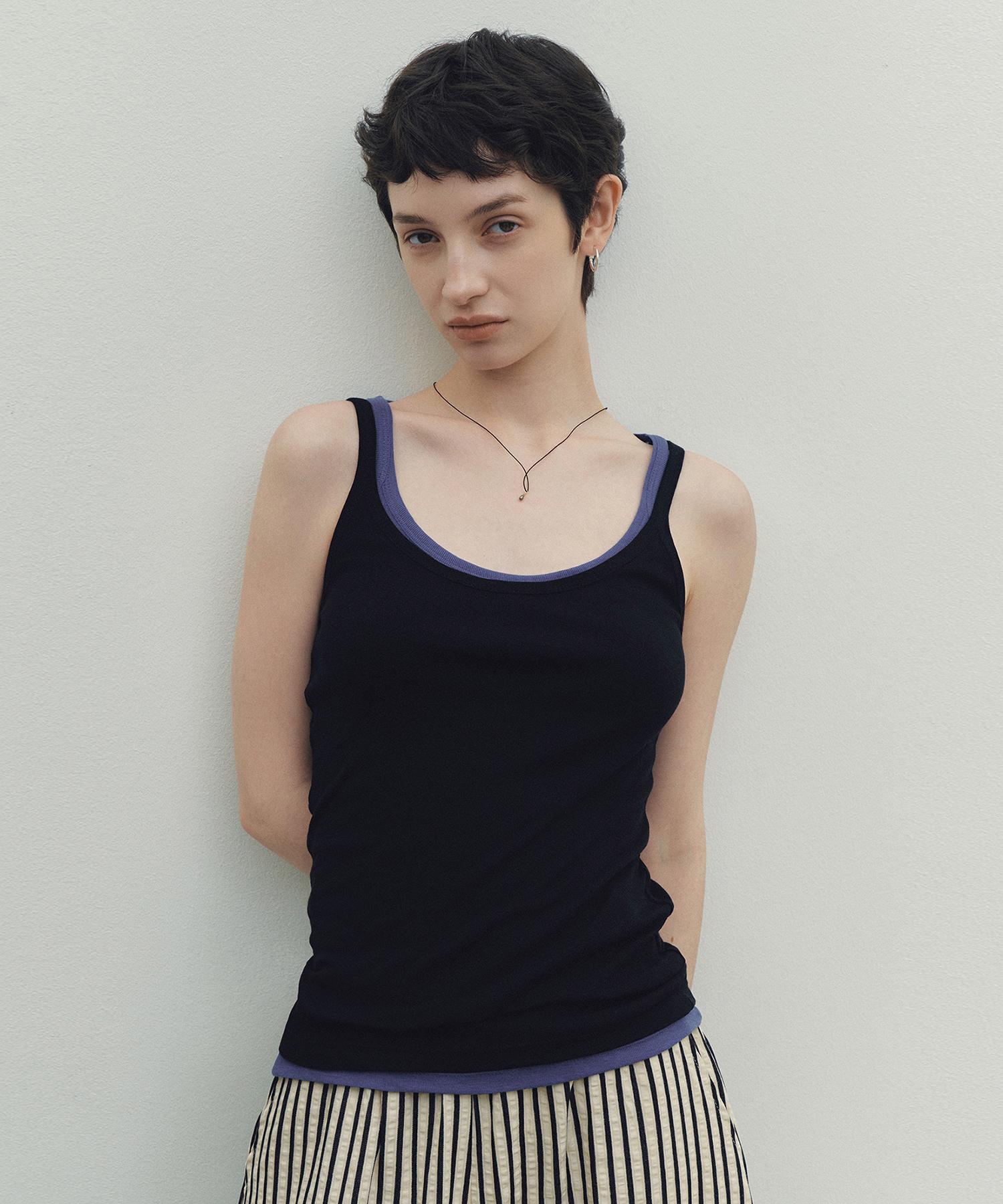 Nive Soft Stretch Tencel U-Neck Sleeveless (Black) Free