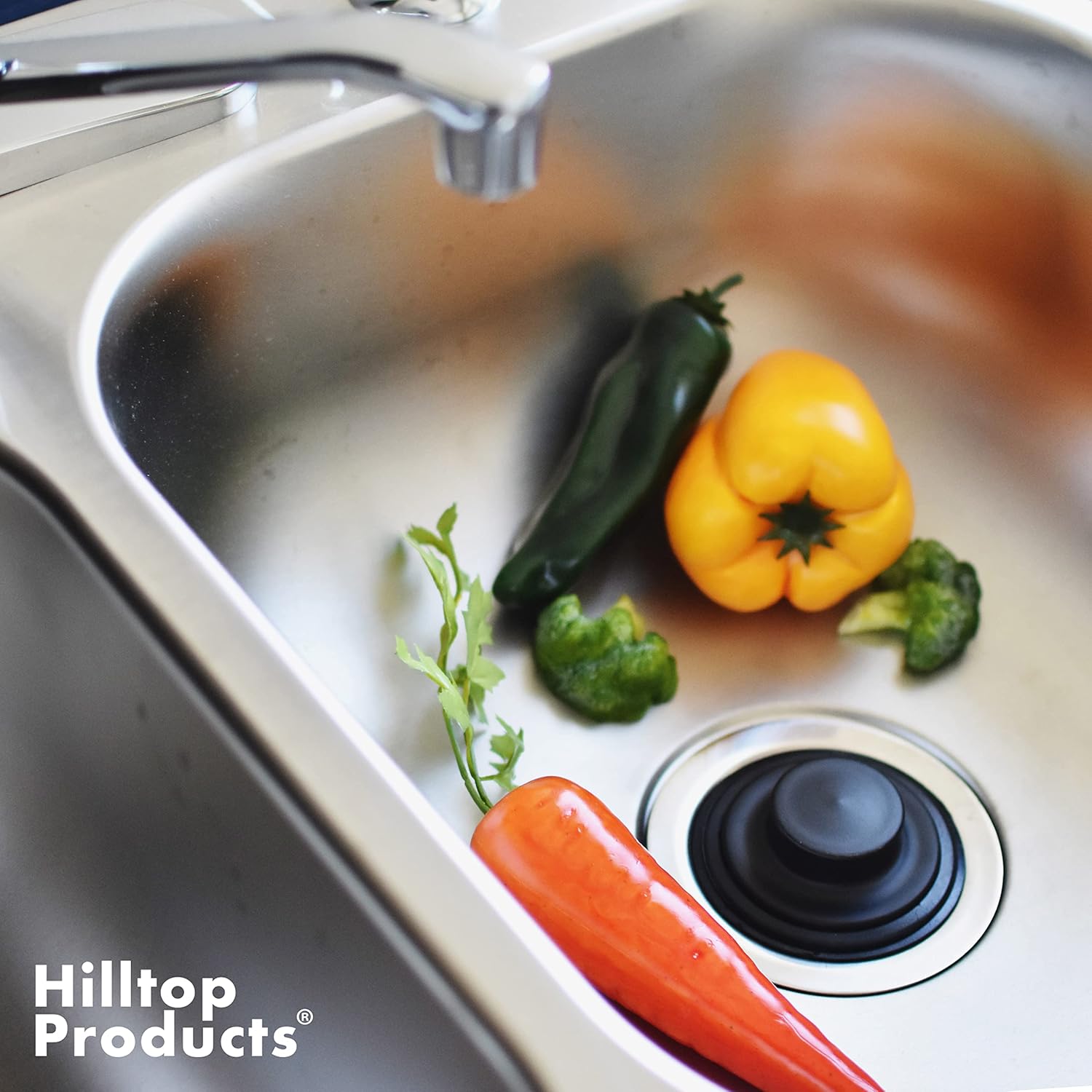 3 3/8 inch (8.57 cm) - Black Kitchen Garbage Disposal Plug Sink Stopper Stainless Steel Fits Standard Kitchen Drain with Garbage Disposal Size of 3