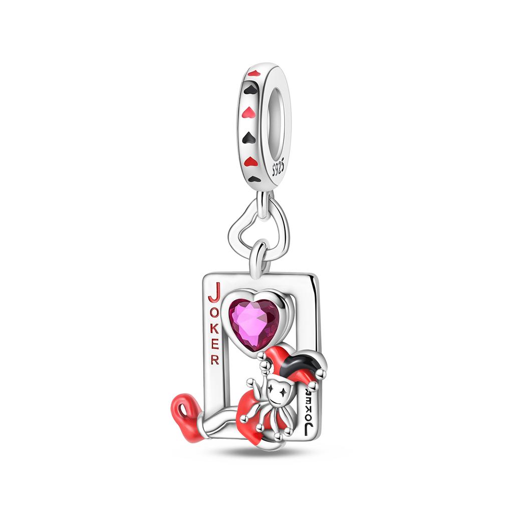Authentic Original Copper Metal Playing Cards Charm Bead Components Poker Joker Hearts Spades Crown Bead Component Pendant Bead Component Compatible