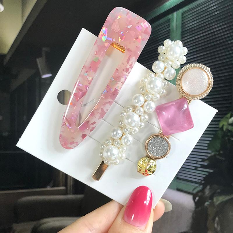 Fashion Hair Pins Side Clip Set Sweet Acrylic Waterdrop Hair Barrettes For Women Girls Korean Geometric Hair Accessories Jewelry