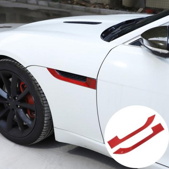 Red Carbon Fiber Side Fender Vent Frame Stiker For Jaguar F-TYPE 2013-