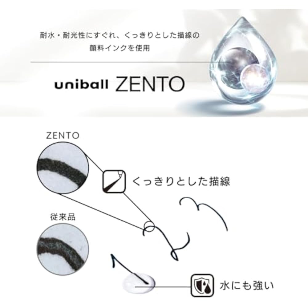 Mitsubishi Pencil Water-based Ballpoint Pen Uniball Zento Basic 0.38 Black Pack of 10 UBNZS38.24 10P