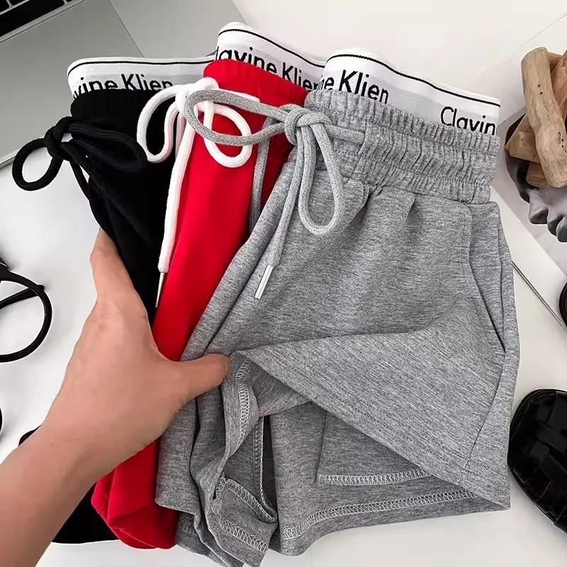 Letter Webbing Double Waist Head Fake Two Sports Shorts Women's Summer Fashion Casual A-line Hot Pants