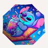 Stitch, Cosmic Drink Themed Automatic Opening and Closing Folding Umbrella, 8-rib Windproof, Compact Travel Design, Suitable for All Occasio