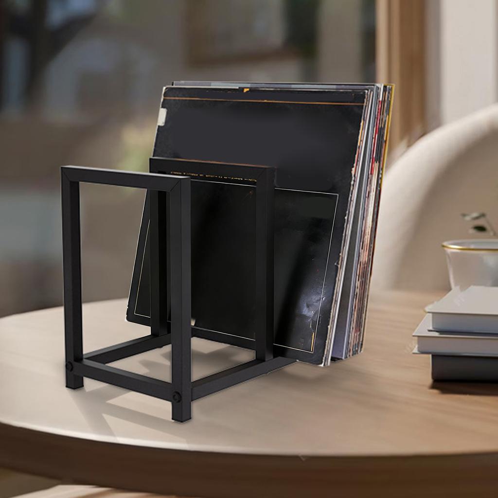 Modern Black Metal Frame Vinyls Record Shelf For Showcases and Organizing Favorite Albums