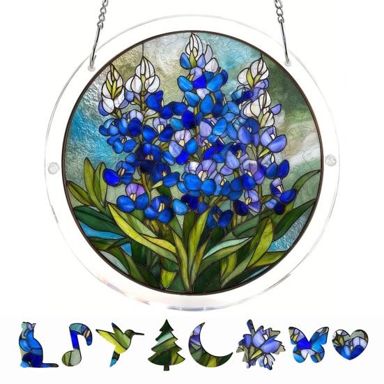 Acrylic Jigsaw Puzzle Suncatcher Kit, Stained Glass Style DIY Window Hanging Ornament for Home Decor, Gift for Women Men Mom