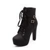 Wind Cross Strap Martin Boots Short Boots High Heel Women's Shoes Waterproof Table Belt Buckle Low Boots Women's Boots
