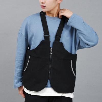 Chaleco informal de verano con tirantes ajustables, color liso, bolsillos, tapeta con cremallera, mochila de hombro para exteriores