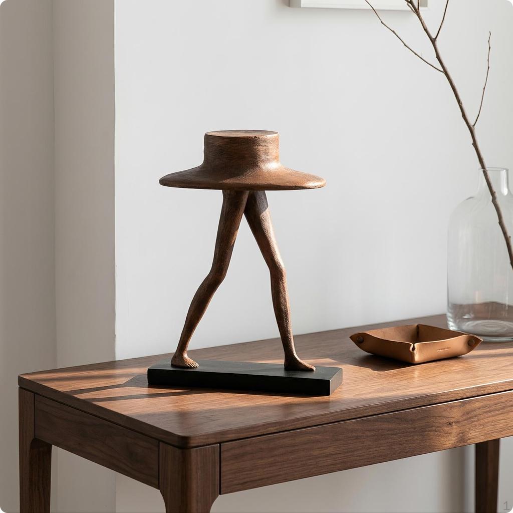 Tabletop Sculpture Minimalist with Base Metal-Like for Living Room