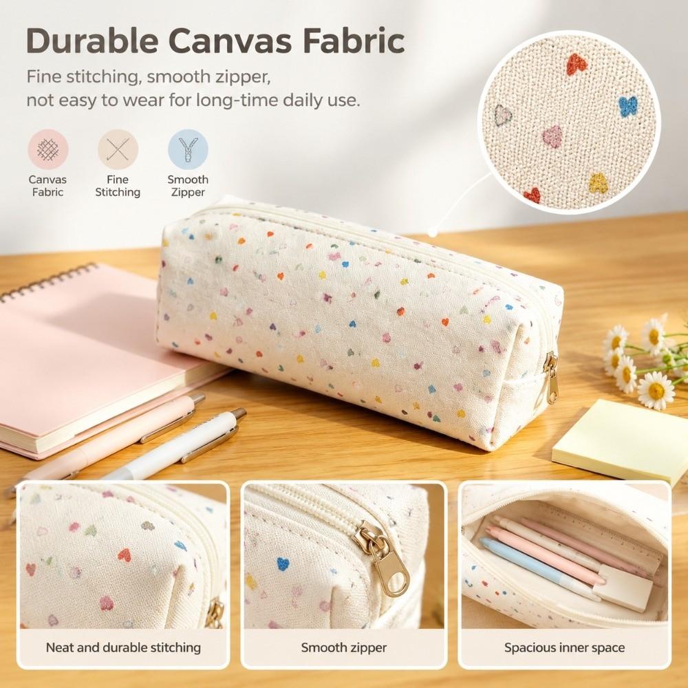 Rabbit Floral Polka-Dot Print Pencil Pouch Zipper Closure Stationery Storage Bag Pen Bag  Students