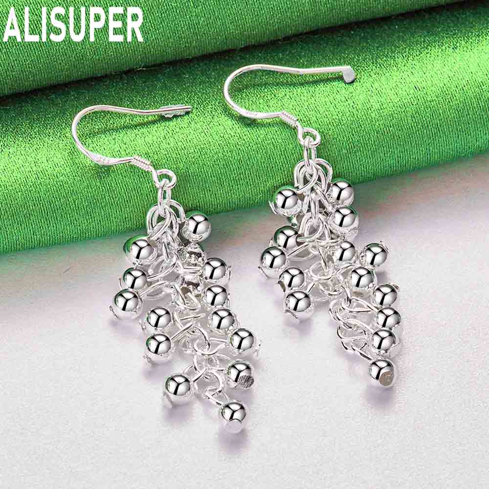 925 Sterling Silver Exquisite Multi-Layered Ball Beads Tassel Drop Earrings - Fashion Party Jewelry