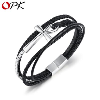 Male Retro Bracelet Cross Stainless Steel Bracelet