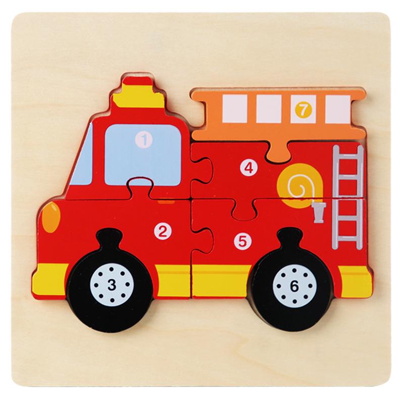 Wooden Traffic Animal Puzzle Blocks - Educational Early Learning Toy for Children and Babies