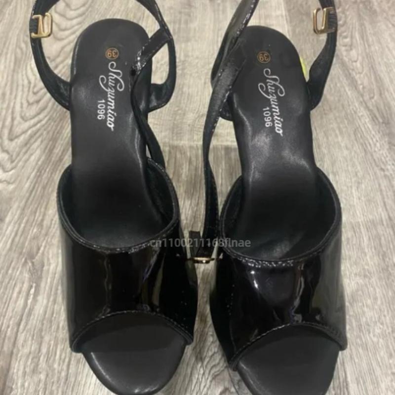 Wodoodporne buty do tańca na platformie z wysokim obcasem, Damskie sandały na wysokim obcasie z noskiem w kształcie ryby, Model T-stage Buty do występów tanecznych