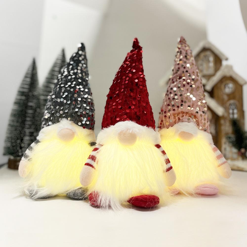 Glowing Knitted Gnome Doll Christmas Decor Doll with LED Night Light for Home Xmas Decorations Navidad New Year 2025 Gift