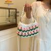 Tulip handmade DIY woven bag, cloth strip material bag, homemade pearl portable messenger bag, gift for girlfriend
