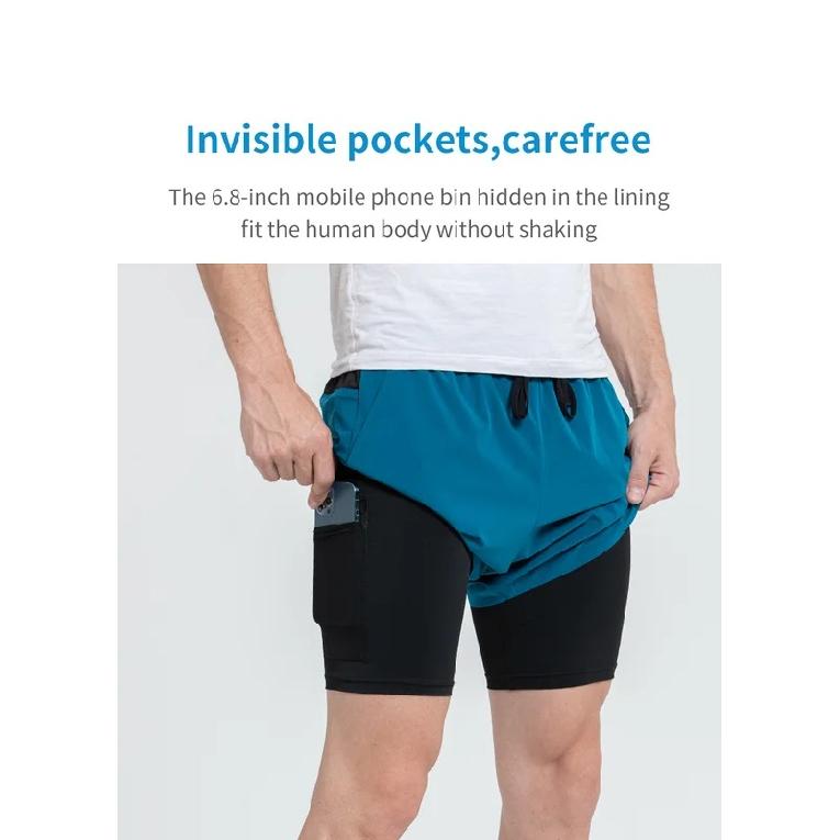 AONIJIE F5102 Men Quick Dry Sports Shorts Trunks Athletic Shorts With Lining Prevent Wardrobe Malf For Running Gym Soccer Tennis