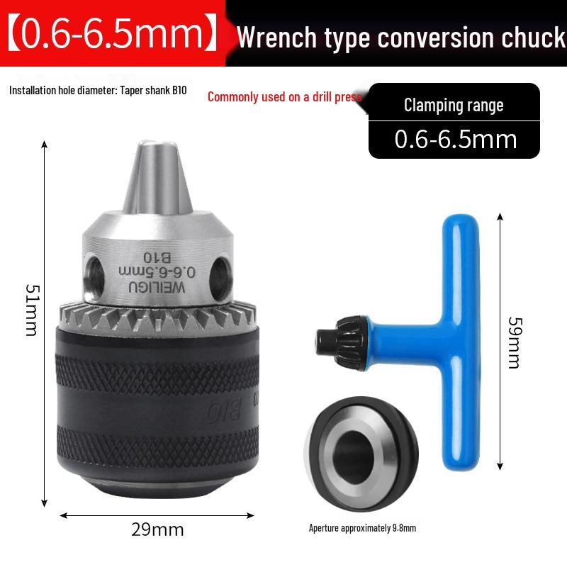 

High Precision Taper Shank Drill Chuck with Wrench, Sizes B10-B22, 1-16mm, Heavy Duty Steel Chuck for Industrial Drill Press.