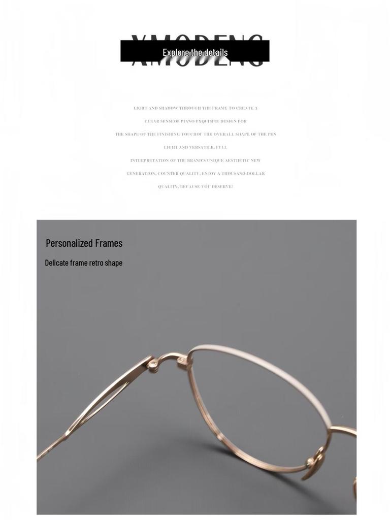 Women's Fashionable Pure Titanium Myopia Eyeglass Frames with Thin Metal Rim, Suitable for Prescription Reading Glasses.