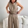 Summer new vest suit trousers suit 1116 fashionable European and American commuter women's clothing simple and high sense