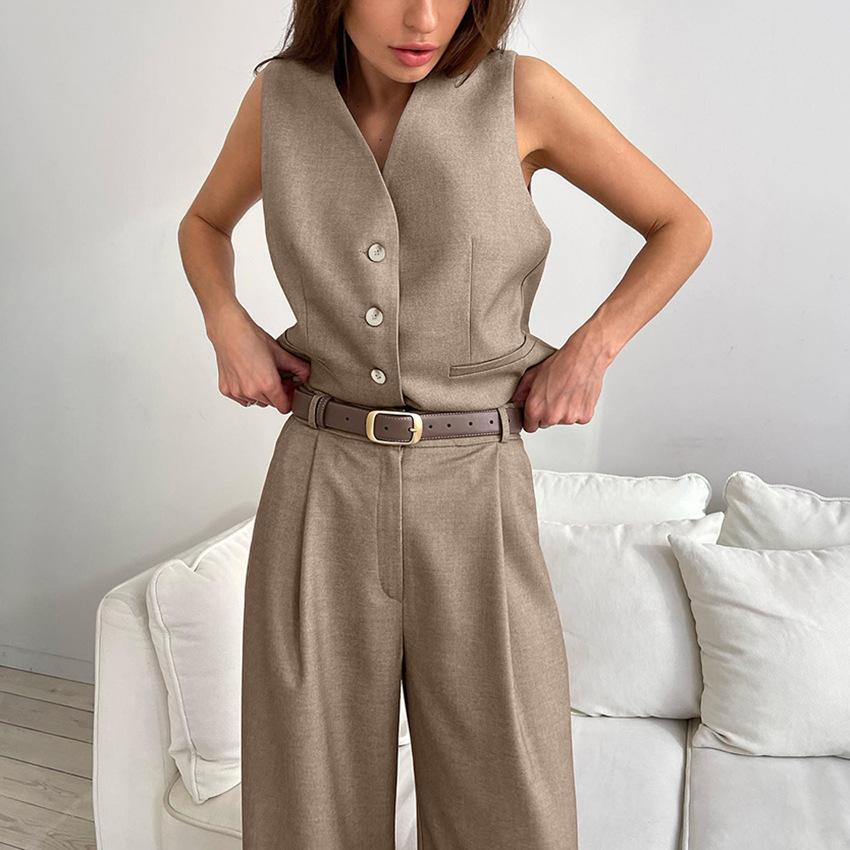 Summer new vest suit trousers suit 1116 fashionable European and American commuter women's clothing simple and high sense