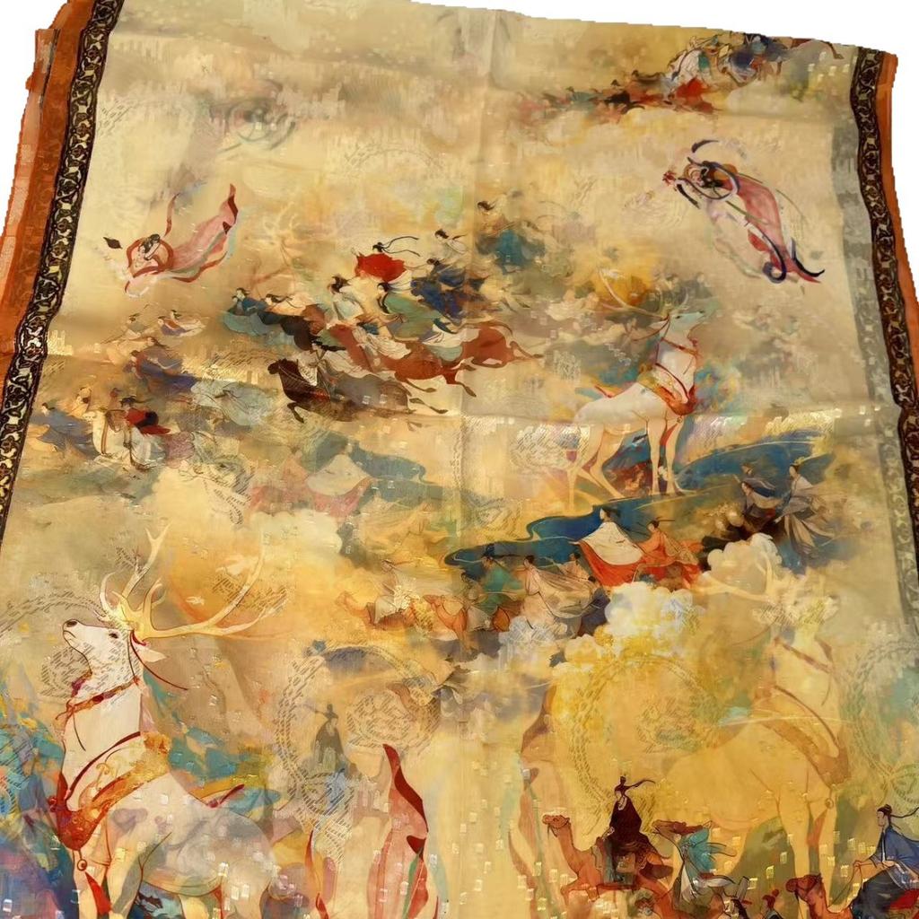 Xiangyun Cut Flower Thin Popular National Style Jacquard High-End Versatile Silk Scarf 180X70Cm Shawl