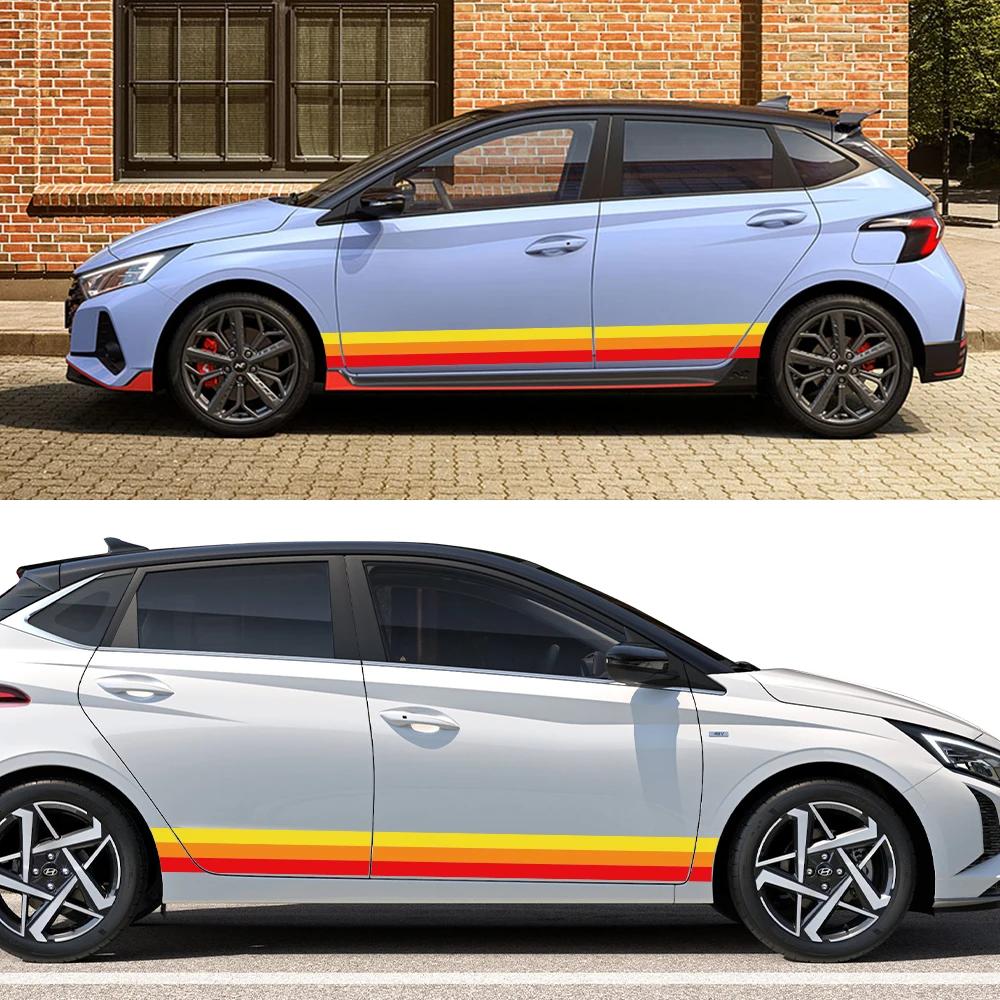 2PCS Car Waist Side Skirt Decor Sticker PVC Decal Accessories For Hyundai i20 WRC N Line 2009 2010 2011 2012 2017 2018 2025 2025