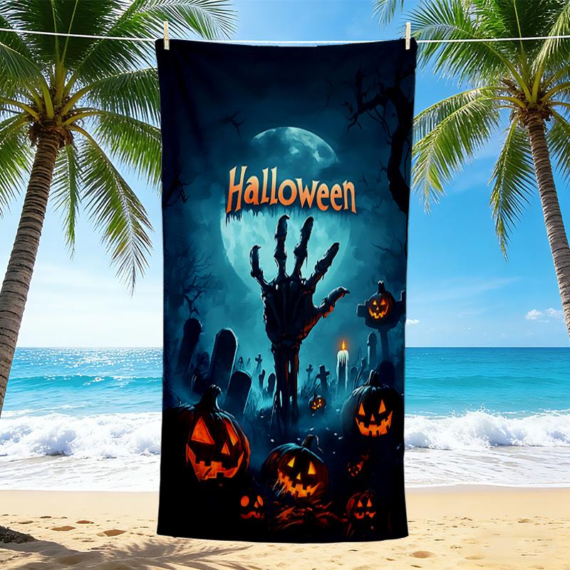 1Pc Spooky Halloween Night Beach Towel Quick Dry Multiuse For Beach Pool Gym Yoga Home Travel Christmas Halloween Xmas Gift G125