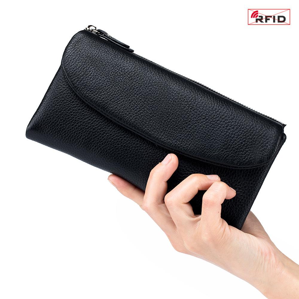 New high-end texture first-layer cowhide clutch bag wallet, female soft temperament wallet can be placed on mobile phones