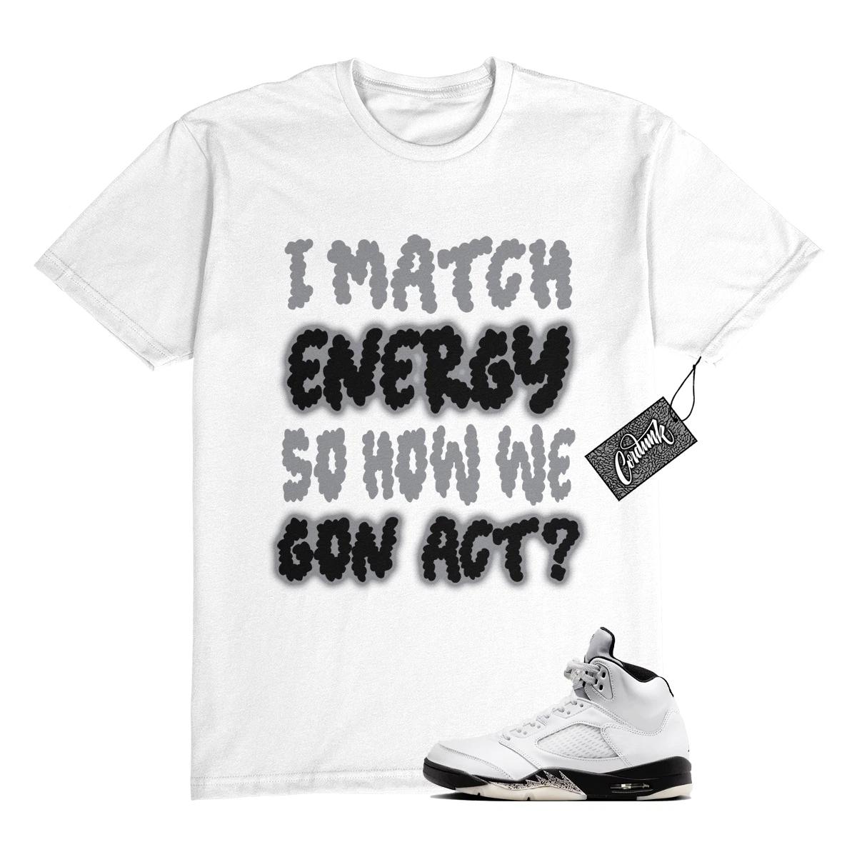 5 Reverse Metallic White Black T Shirt Match MATCH M