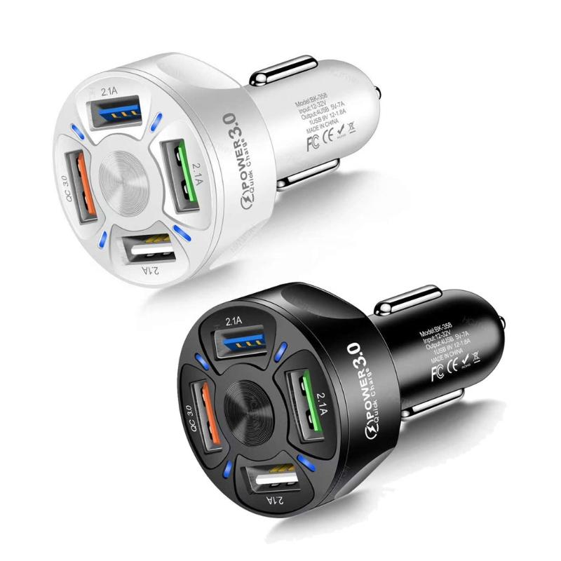 4 Ports 3 USB Car Charger Quick Charge 3.0 Universal Fast Charging In Car 4 Port Mobile Phone Charger