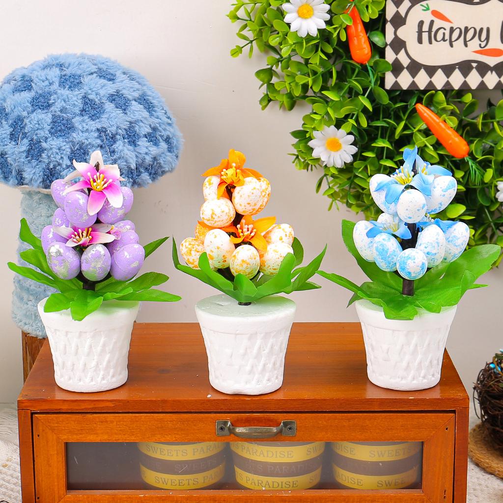 New Easter Egg Flower Potted Decoration Foam Simulation Spot Egg Flowerpot Scene Decoration Home Decoration