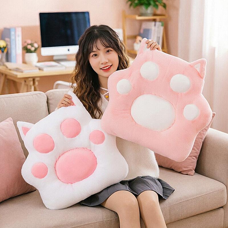 Cute Cat Paw Seat Cushion & Plush Toy for Office or Living Room - Ideal Birthday Gift