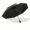 Nature's Harmony: Circular Art Print with Wildlife Motifs Umbrella, Cute Umbrella with Cute Design, Portable 3-Fold Compact Umbrella for Men & Women,