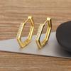 QIKU Minimalist Hexagon Geometric Inlaid Copper Cubic Zirconia Charm Hoop Earrings Female Personality Fashion Jewelry Party Gift