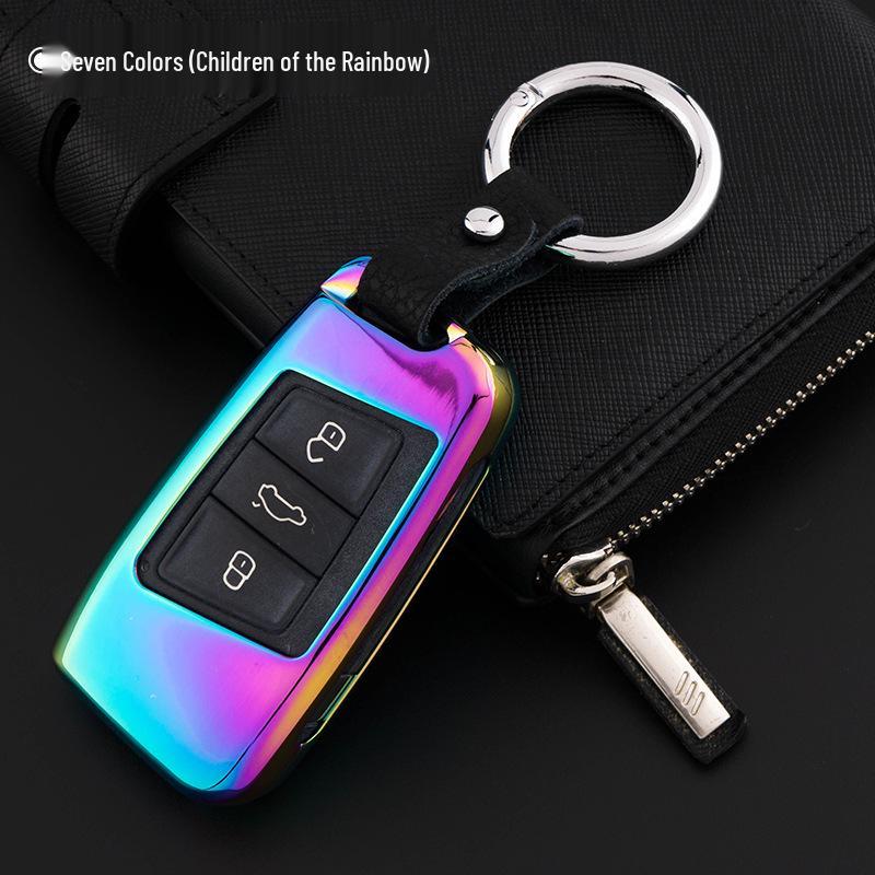 Genuine Leather Key Case for Volkswagen Magotan B8 17 Models - Unisex Metal Protective Shell