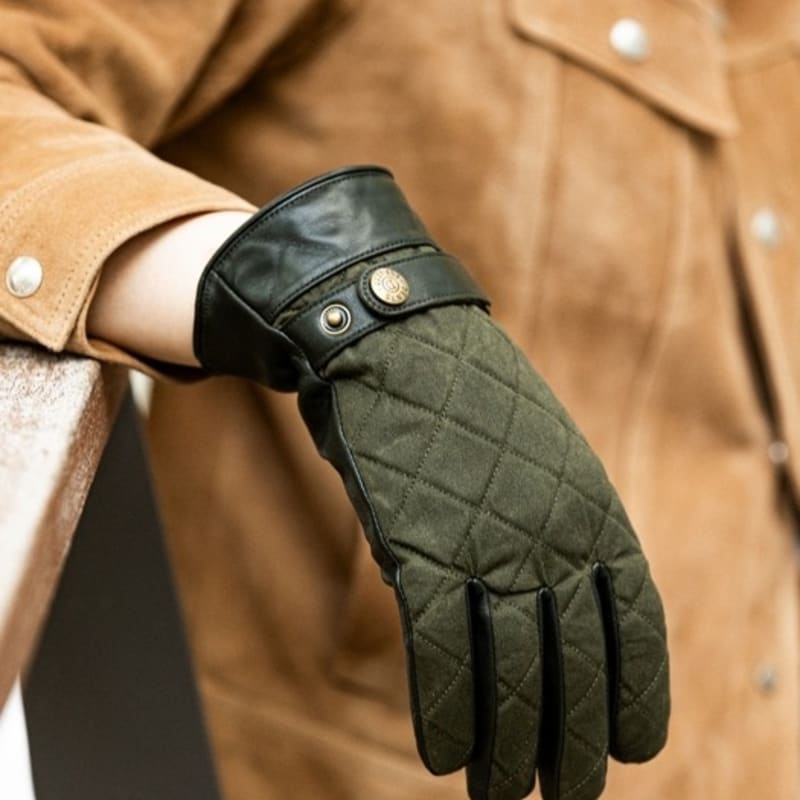 DENTS Bruton Touchscreen Men's Leather Gloves - Olive