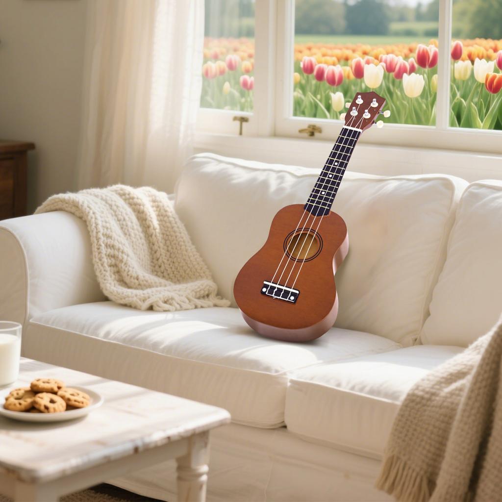 Soprano Ukulele, for Beginners, 4 Nylon Strings, 53 x 17.5 x 6.2 cm, Brown