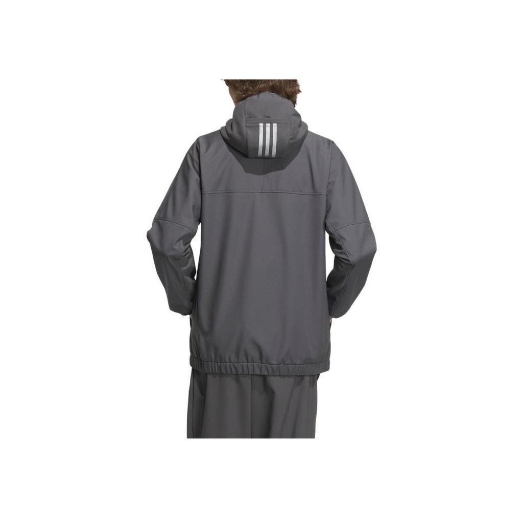 Adidas Unifarbene Kapuzen-Reißverschlussjacke mit langen Ärmeln Herrenjacke Grau IK7354