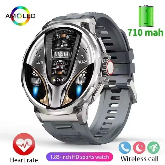 

New Smart Watch Men 1.85-Inch HD Sports Bluetooth Call GPS Sports Fitness Tracker Heart Monitor 710mAh Waterproof Smart watch silicon