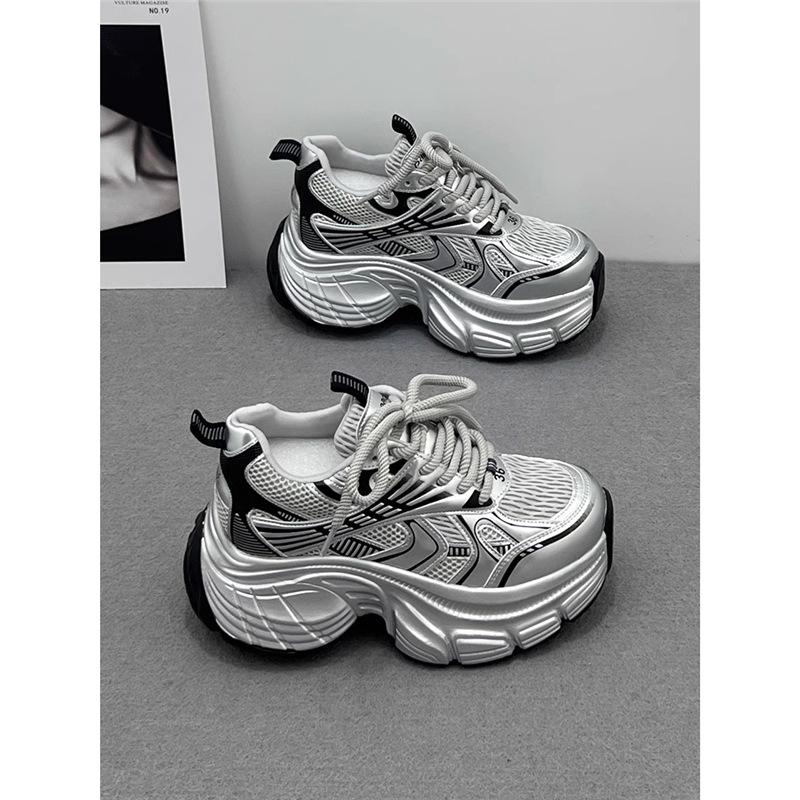 Dad Shoes Women's Small 2025 New Casual Sports Shoes Spring and Summer Breathable Mesh Super Fire Thick-soled Heightening Shoes